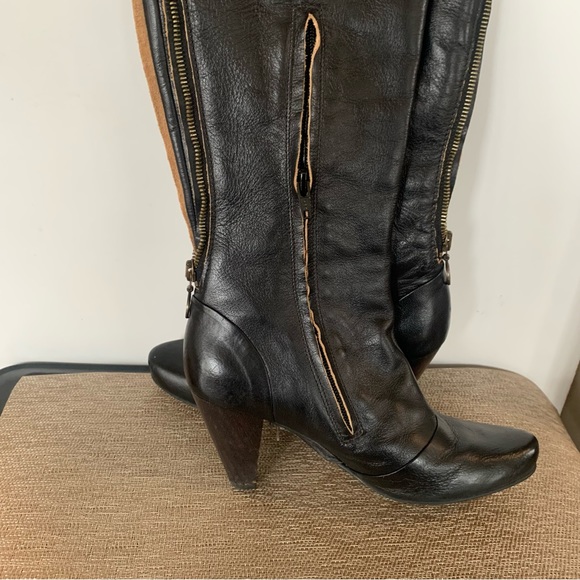 Rare Fly Girl Black Leather Heeled Boots - Picture 7 of 16